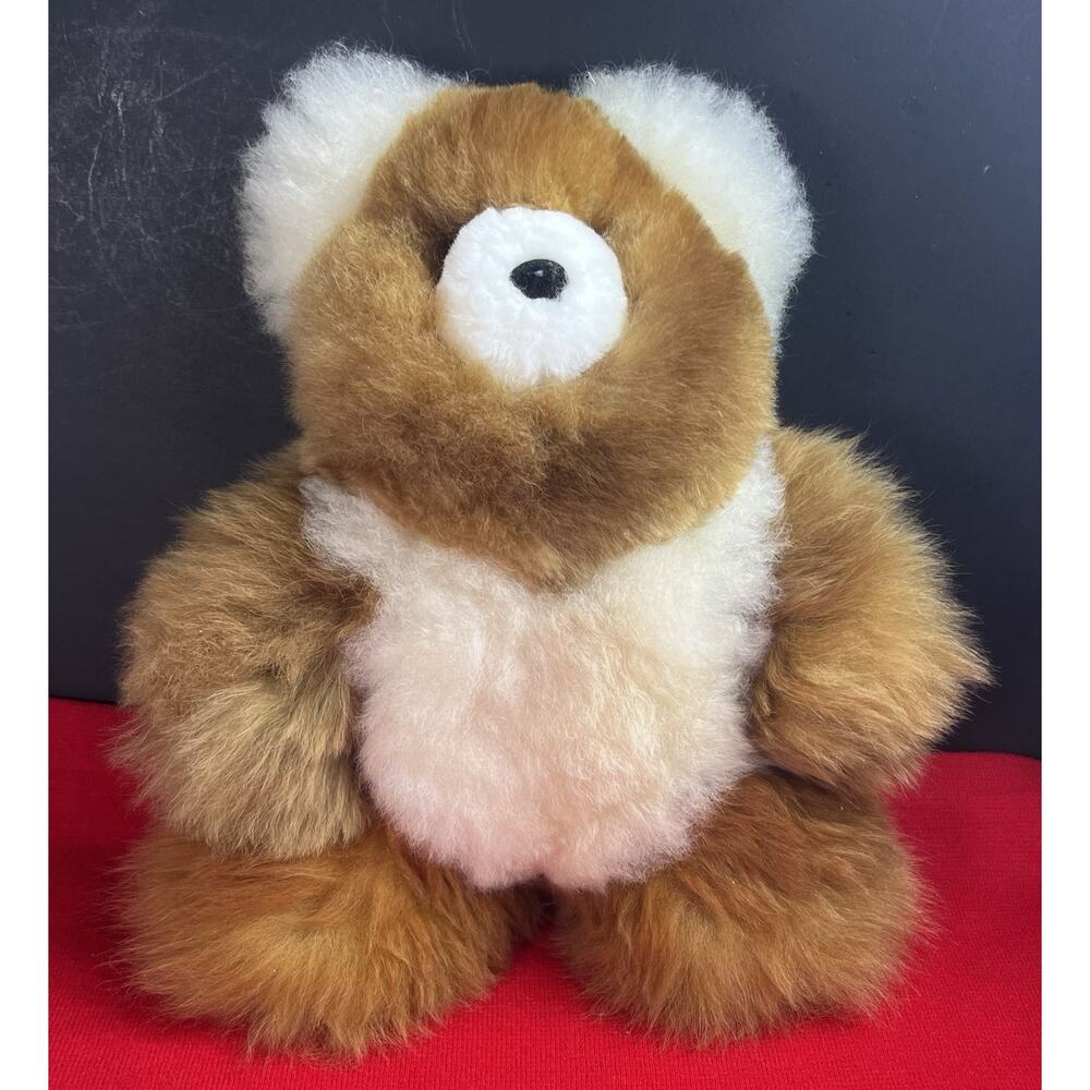 Soft Alpaca Teddy Bear Handmade In Peru from 100% Baby Alpaca Brown & Cream NEW - Picture 7 of 7